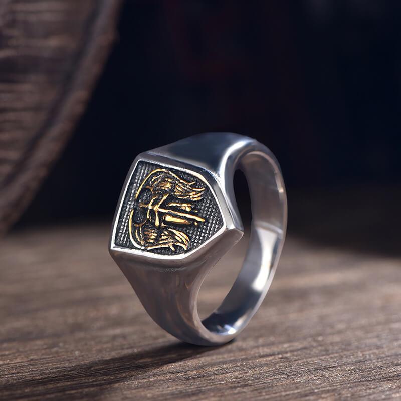 GTHIC Simple Angel Wings Ares Shield Stainless Steel Ring for Men Women Birthday Gift Charms Jewelry GTHIC Simple Angel Wings Ares Shield Stainless Steel Ring for Men Women Birthday Gift Charms Jewelry