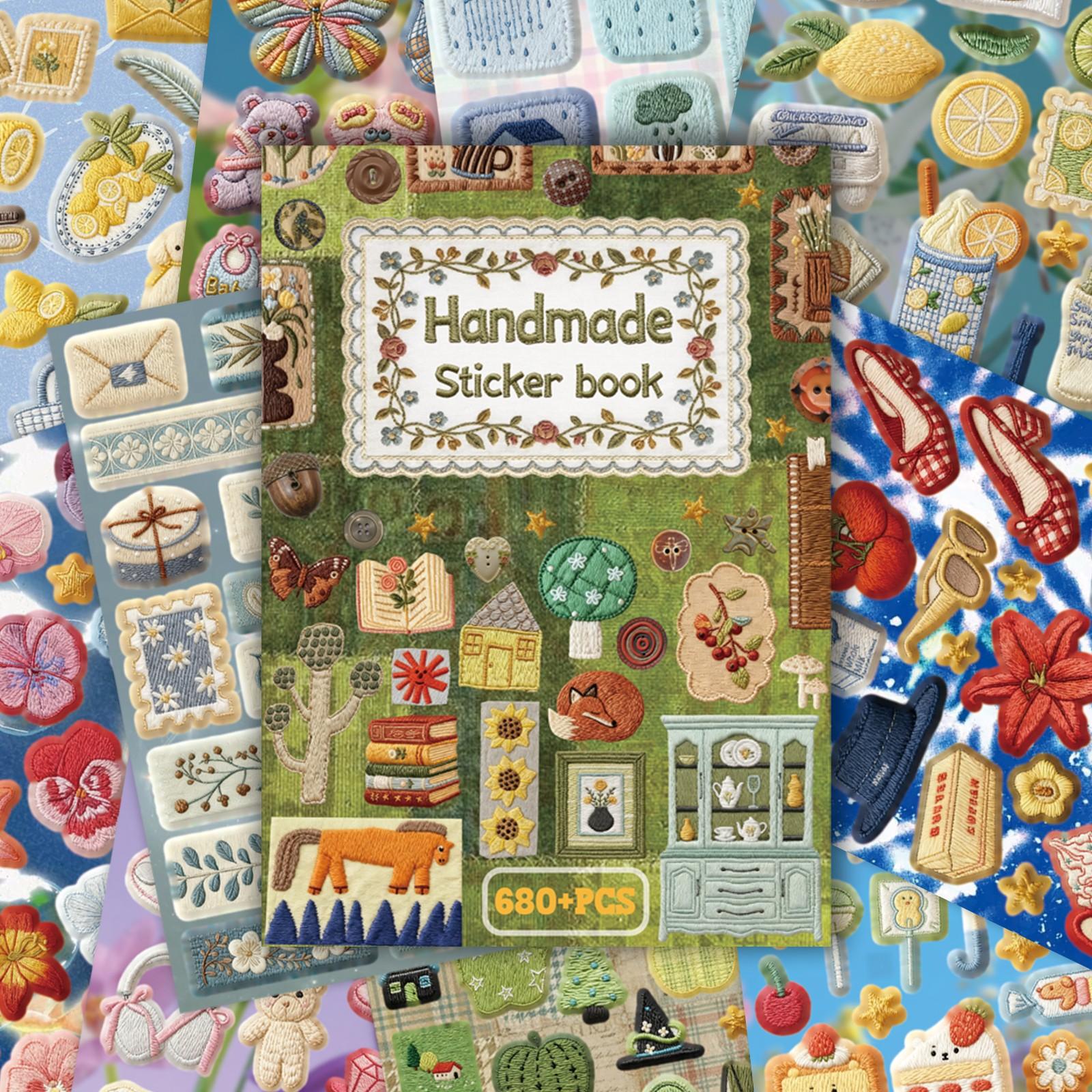Vintage Cute Embroidered Sticker Set, Decorative Stickers, 680 Pieces, Perfect for Adult Use, Ideal for Sticker Records and Scrapbooking, Handmade, Random Covers, Vintage Versatile