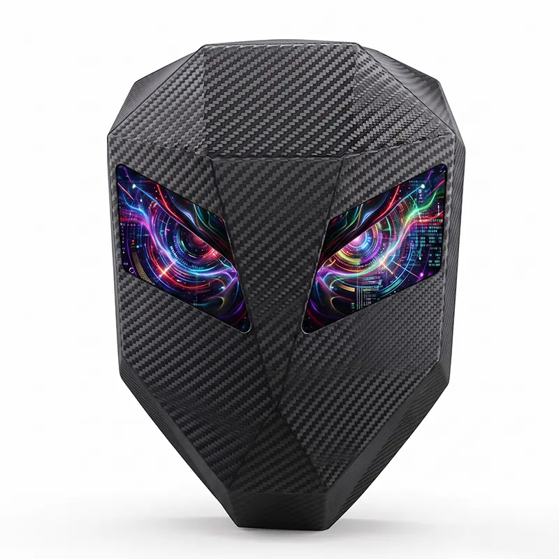 LED Backpack for Adults - Multifunctional Sport Backpack, PVC Shell Computer Backpackbag, 15.6" Laptop Daypack, Programmable Screen, Expandable Motorcycle Helmet Storage, USB Port, DIY Pixel Art Animation, Carbon Fiber Black Cyberpunk Gift