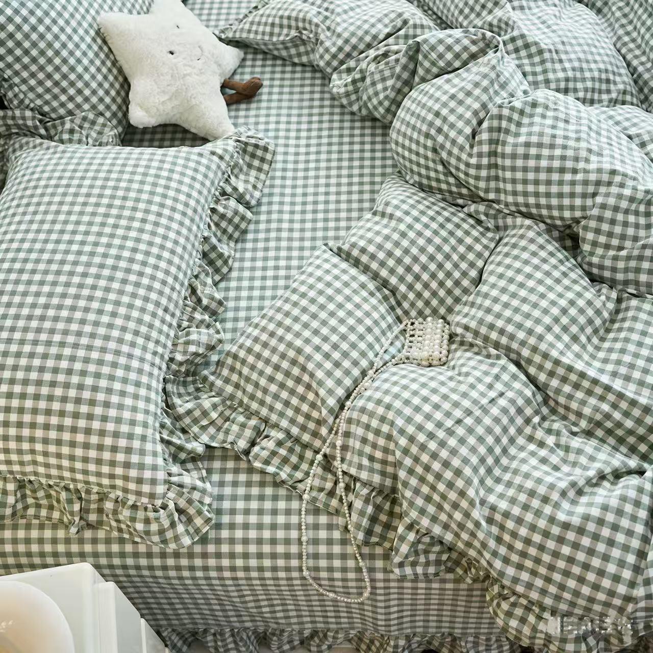 3-Piece Classic Fashion Plaid Bedding Set, Includes 1 Fitted Sheet & 2 Pillowcases, Soft Comfortable Home Bedroom Linen, Soft Bedding Sets