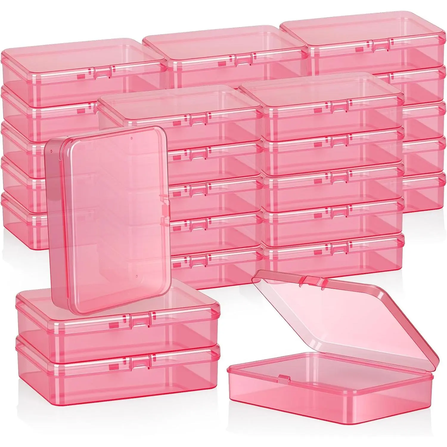 36 count Plastic Crayon Box, Mini Plastic Storage Containers with Lid, 4.5x3.4 Inches Clear Rectangle Box Small Storage Boxes for Crafts,  Beads, Office Supplies ()