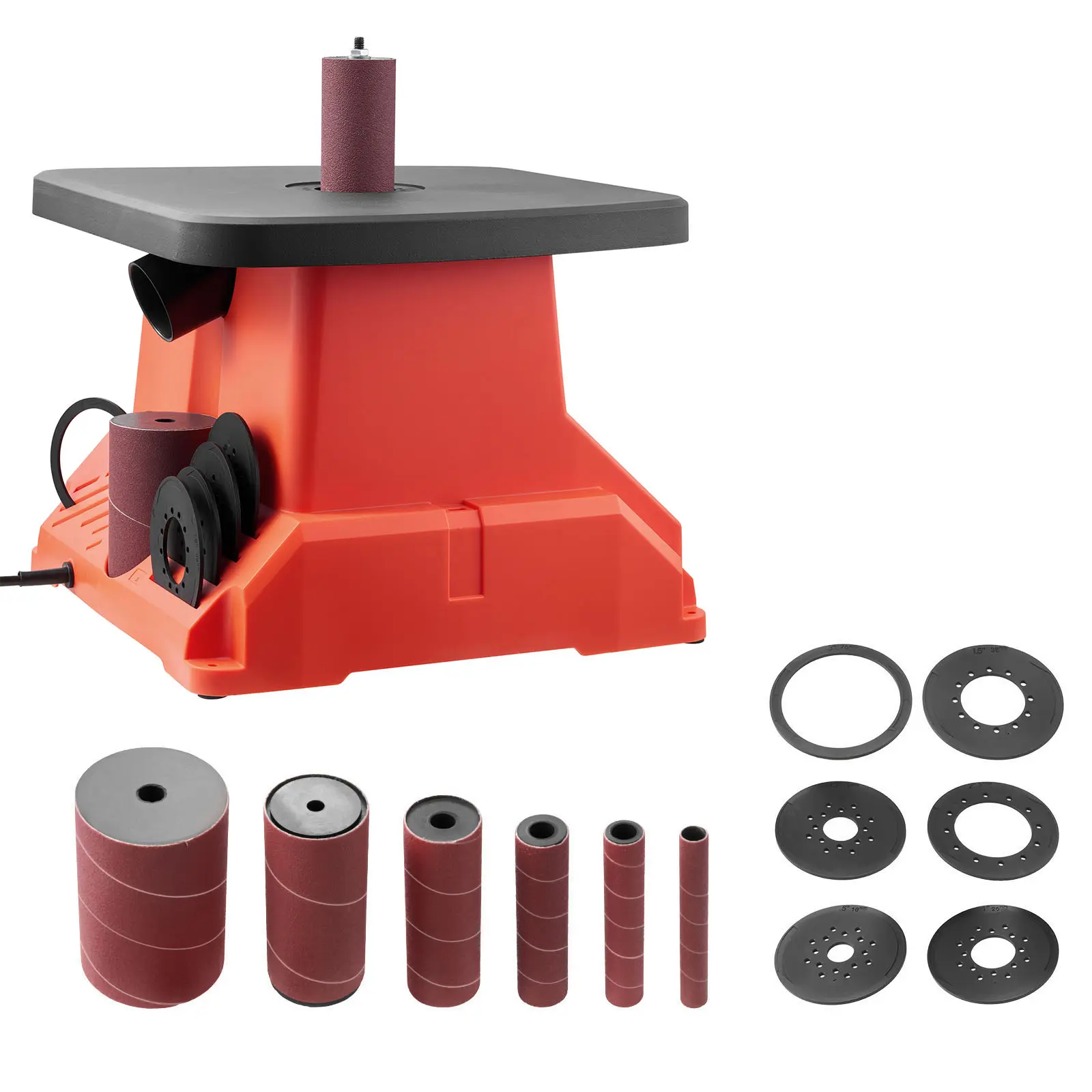Oscillating Spindle Sander, 2400RPM Benchtop Spindle Sander with 6 Sleeves (1/2"-3"), 5/8" Stroke & 15.4 x 16.3-inch Wide Worktable for Furniture Finishing, Crafts Sanding, DIY Woodworking