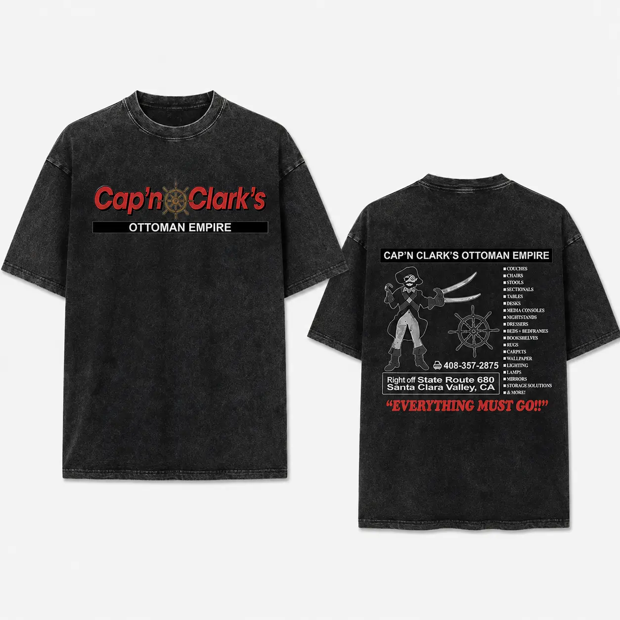 Women's Essential Short-Sleeve Cap’n Clark’s Ottoman Empire Graphic T-Shirt - 2-Sided, A24 Backrooms Movie Merch, Kane Pixels ARG Horror, Vintage Furniture Logo Aesthetic, Comfortable Casual Streetwear Cotton Top
