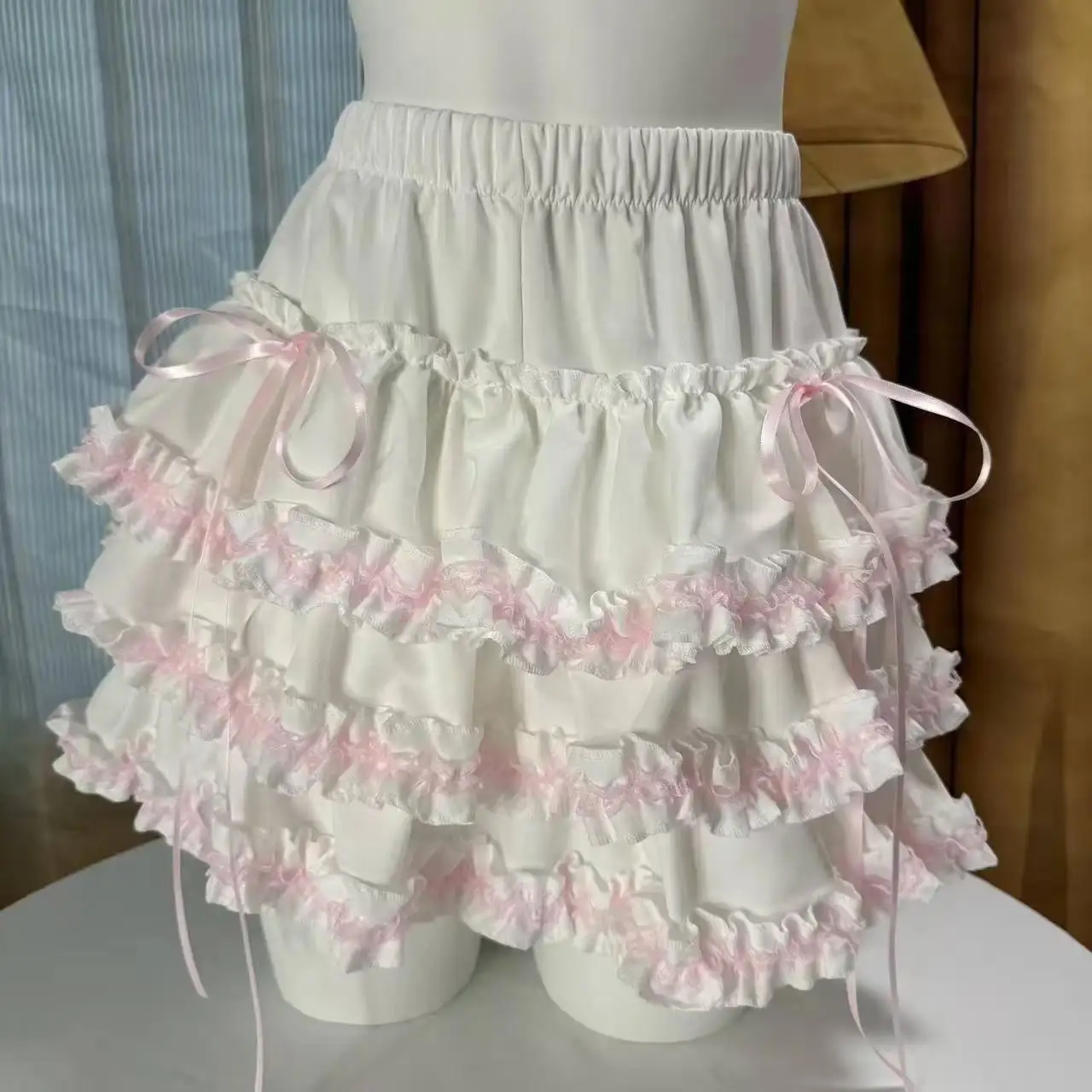 Lolita Style Princess Vintage Cake Skirt  Sweet Kawaii Women Cute Lace Ruffles Party Mini Skirts Harajuku Y2k Faldas Mujer
