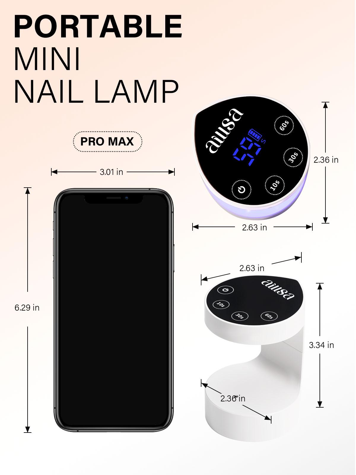 AILLSA Upgraded Mini UV Light with Auto Sensor, Rechargeable LED Flash Cure UV Lamp, 4 Timers Setting Nail Light for Nail Extension/Nail Polish, Portable USB Nail Dryer for Home&Salon Use Nail Art Nail Care nail light Cutics Manicure