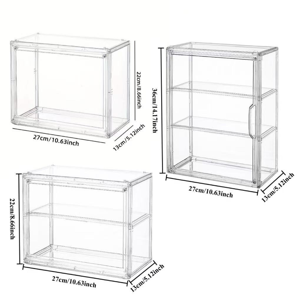 Portable Display Cabinet Organizer with Snap-On Lid, Transparent Acrylic Storage Box for Cosmetics, Toys, Jewelry, Collectibles