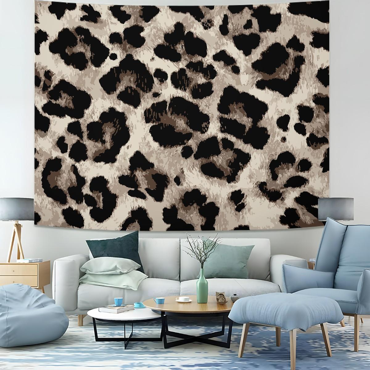 Wild Texture Leopard Print Tapestry, Premium Flannel with Great Drape,  Nails Trendy Vibes as Binge-Watching Backdrop or Accent Wall Decor, Ideal Gift