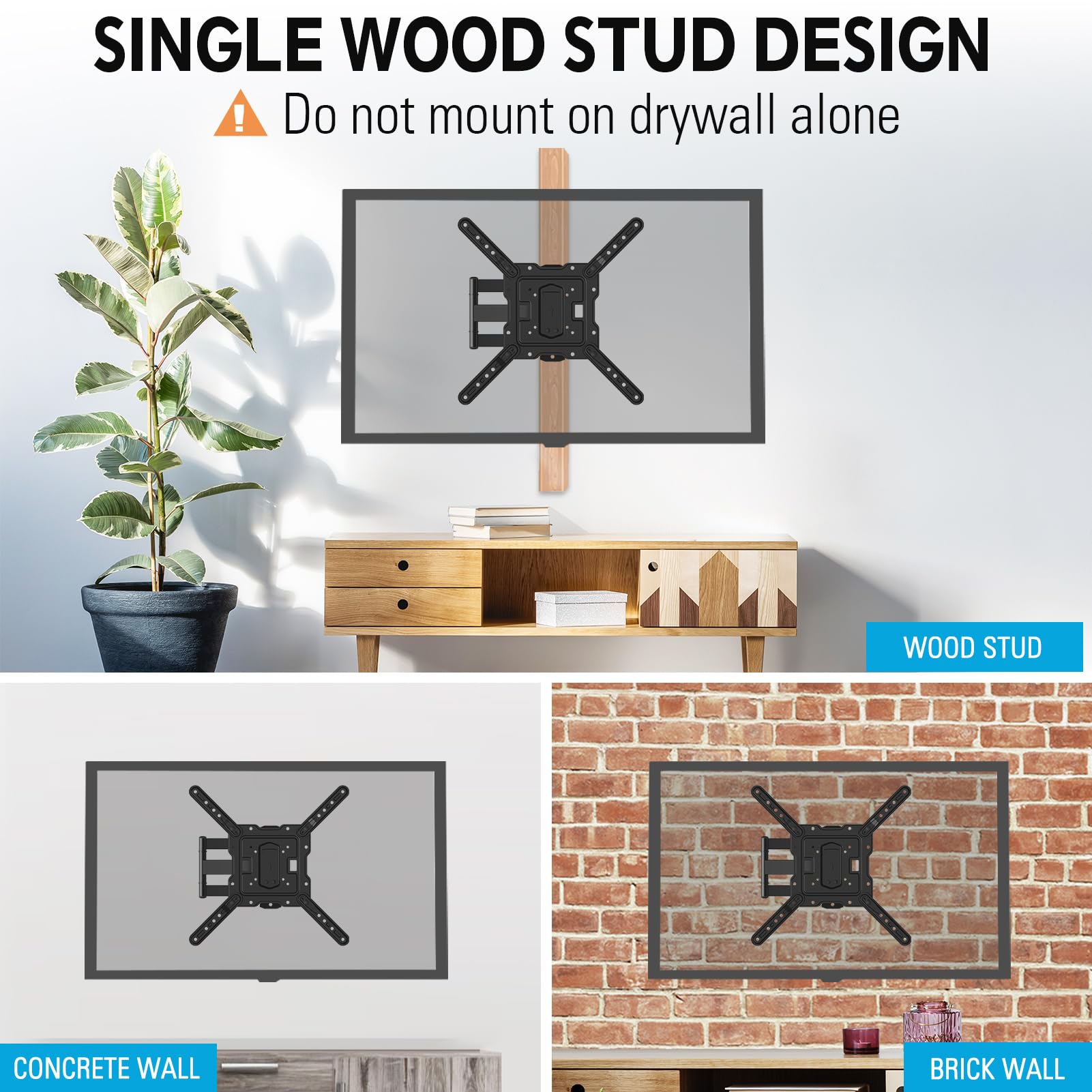 MOUNTUP 26"-60" Full Motion TV Wall Mounts, Swivel, Tilt and Extend TV Mount, for TVs up to 77 lbs, Max VESA 400x400mm, MU0009 tv stand
