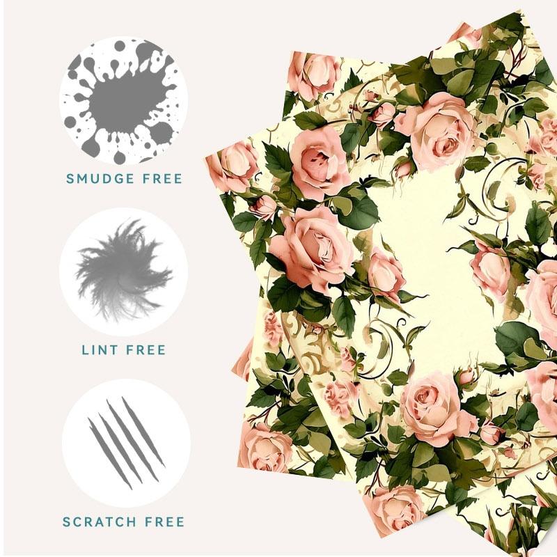 1/3/6/14pcs Multi - Spec Single - Sided Cleaning Cloth, Suitable for Camera Lenses, Eyeglasses, Home Care, with Pink Rose Pattern, Soft & Delicate, Elegant Vintage Style, Ideal for Daily Cleaning & Photography Equipment Maintenance