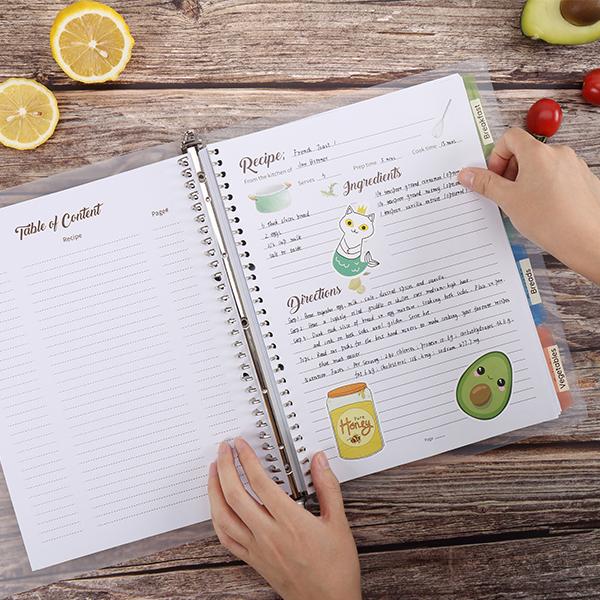 Soligt Recipe Book Journal , 8.5" x 11" Personal Blank Recipe Notebook, Removable Hardcover Recipe Journal Book Binder with 8 Dividers and 24 Tabs, Hold up to 240 Recipes Cooking Kitchen