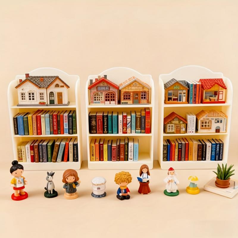 4pcs  Mini Bookcase  Set Multi Layer Office Desk Display Shelf Home Decor Small Furniture Organizer for Books Decorative Storage Solution