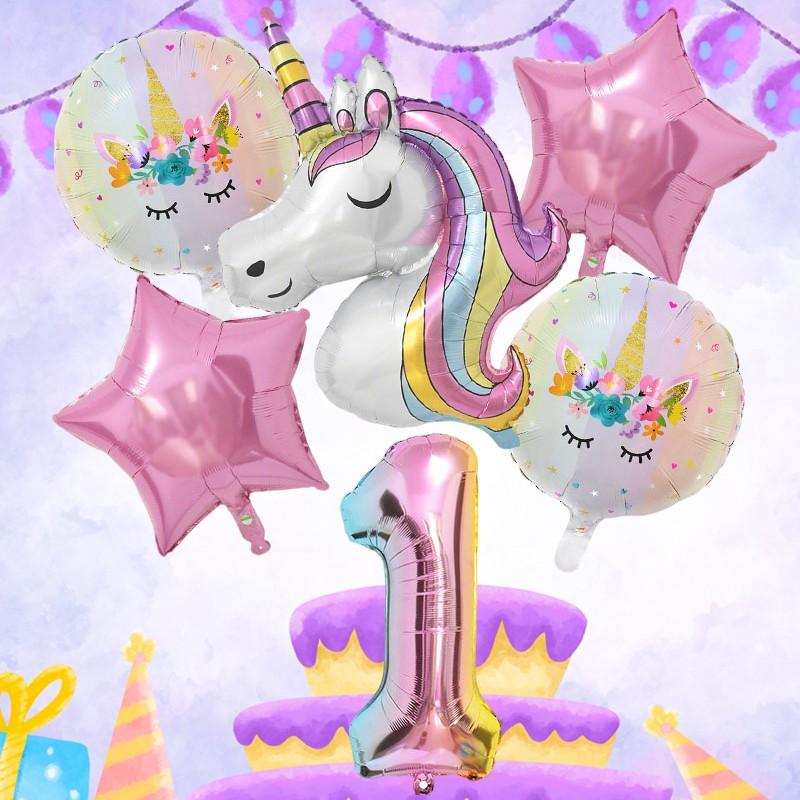Unicorn Number Star Foil Balloons, Multi-Shape Mixed Colors, Perfect for Weddings, Anniversaries, Festivals, Parties, Events
