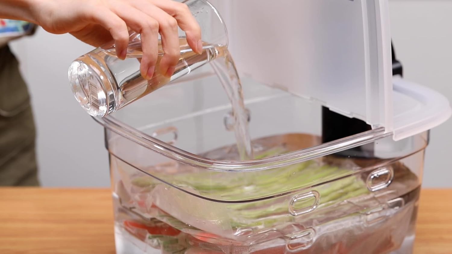 EVERIE 12 Quart Sous Vide Container with Built-in Submersion Rack Collapsible Hinged Lid & Insulated Container Sleeve Oval Design Kitchen Utensils for Cooking & Reheating Compatible with Most Sous Vide Cookers (KIT-1202-TYPP)