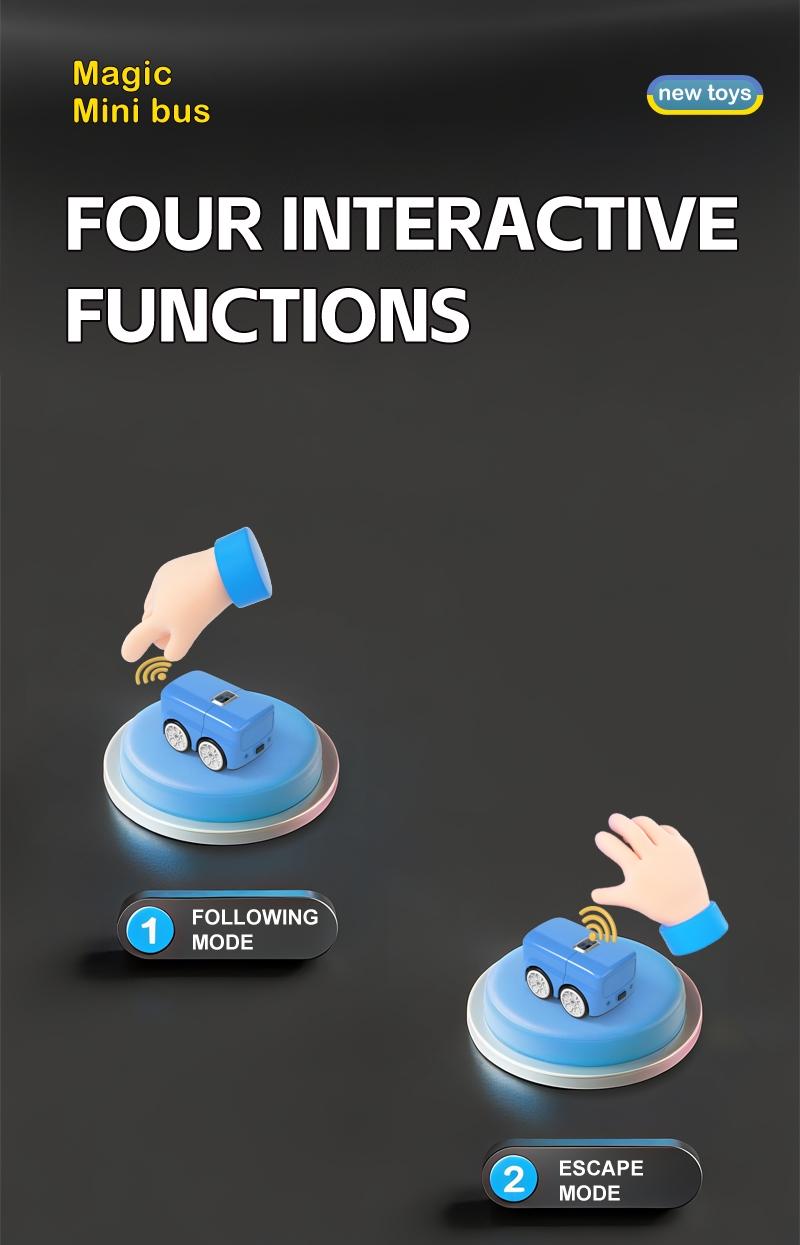 Magic Mini RC Bus Remote Control, Gesture Sensing, 5 Fun Modes, Smart Follow, Automatic Expression Change, Unisex Toy for Kids over 3 Years