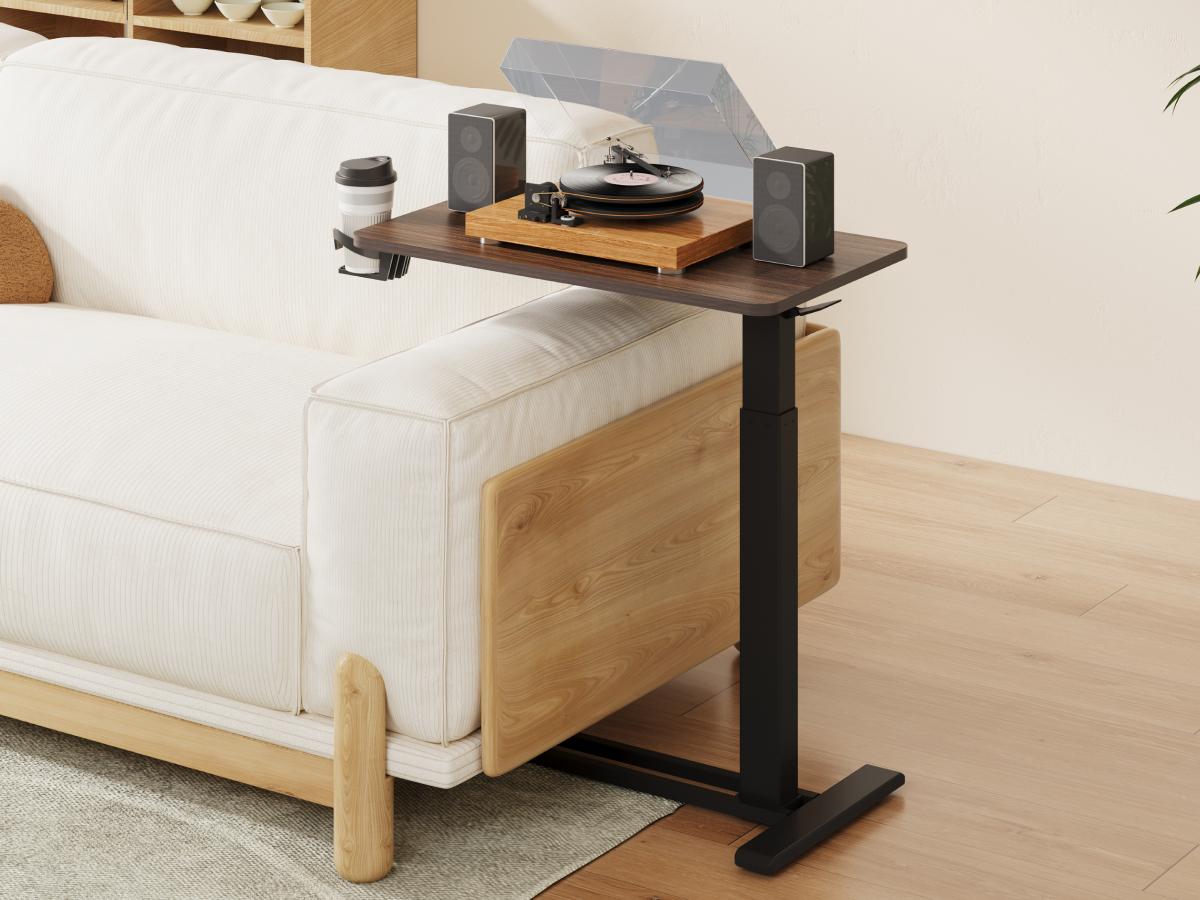 FLEXISPOT Mobile Adjustable Overbed Desk - Bedside Standing Desk with Rolling Wheels, Tilting & Foldable Portable Laptop Computer Cart Workstation for Home, Office