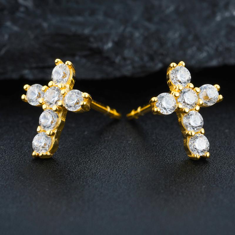 UCClYO Unisex Cross Earrings 925 Sterling Silver Synthetic Moissanite Cross Earrings Lightweight Accessories Fashion Jewelry Party Girl Accessories Birthday Gift Earrings【E528】