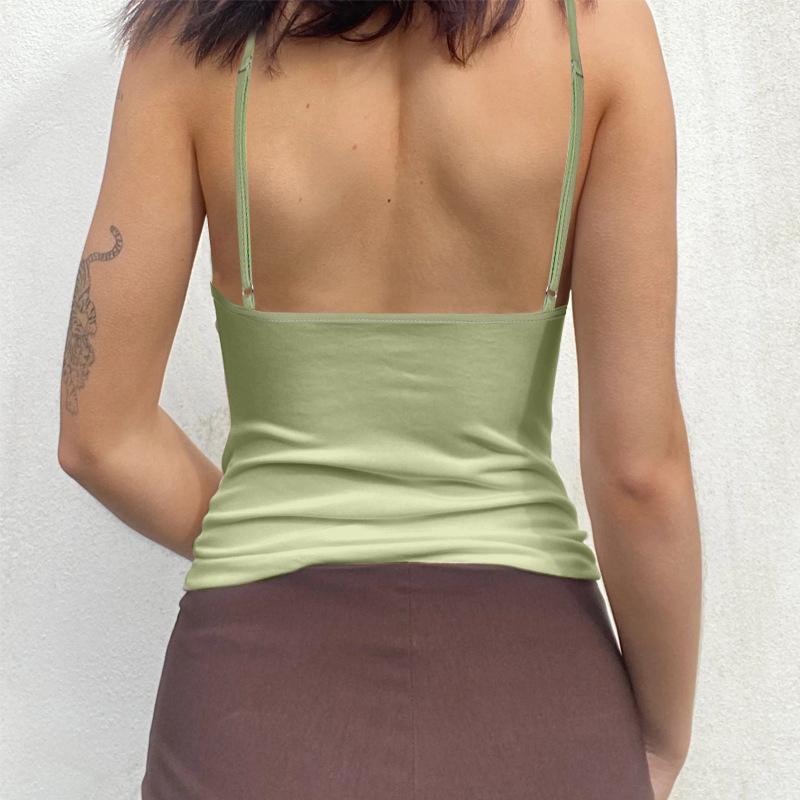 Women's Plain Cut Out O-ring Crop Cami Top, Streetwear Solid Adjustable Spaghetti Strap Backless Top for Nightclub Music Festival, Ladies Clothes for Summer, Valentine's Day Gift for Girl