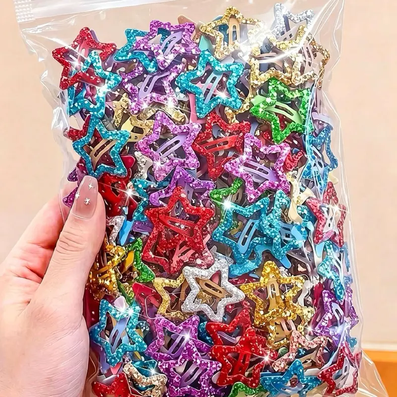 50pcs Shiny Y2K Star Bb Decorative Hair Clips, Sweet Cool Glittery Hair Accessories, Perfect for Women and Girls, Daily School, Parties, Vacations, Photoshoots