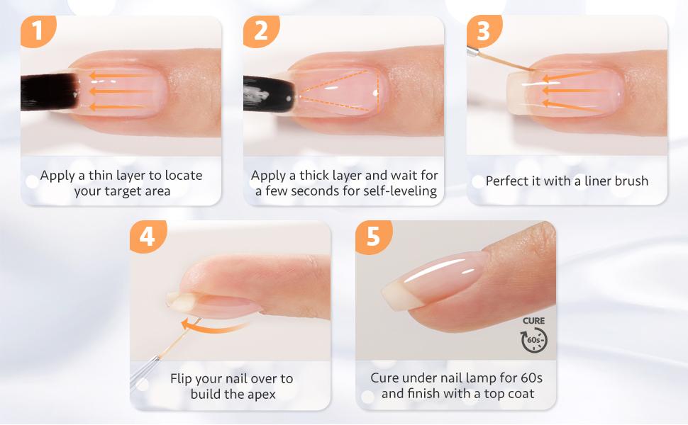 GAOY Clear Builder Gel for Nails, 16ml Nail Strengthener in a Bottle, Nail Extension Hard Gel, Soak Off Long Lasting UV Gel, Base Coat Top Coat Needed