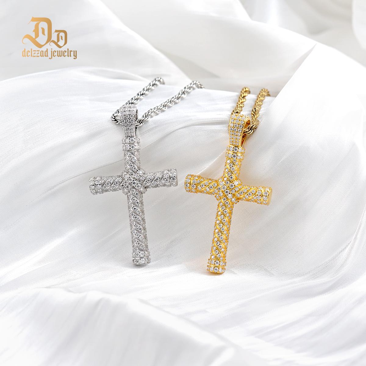 Delzzad Round Cross Necklace D Color Synthetic Moissanite S925 Unisex Bling Necklace Chain Birthday Anniversary Mother's Day Christmas Gift for Men Women Delzzad Round Cross Necklace D Color Synthetic Moissanite S925 Unisex Bling Necklace Chain Birthday Anniversary Mother's Day Christmas Gift for Men Women