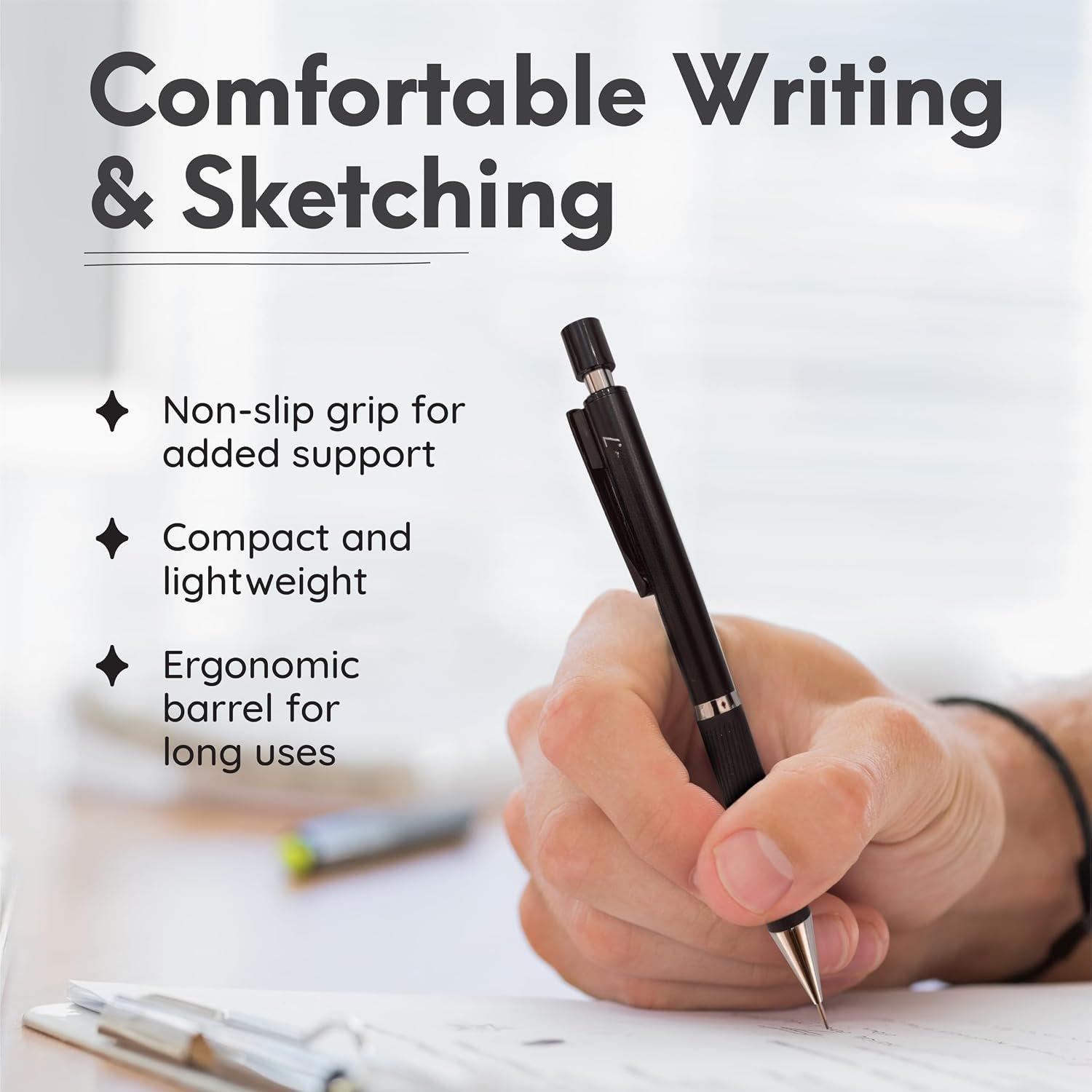 Mechanical Pencil 0.7mm Set 2x30 HB Lead & Eraser Pen Refills | Metal Mechanical Pencil with Lead & Eraser Refills – Sketch, Architecture, Drafting & Art for Students, Artists & Beginners