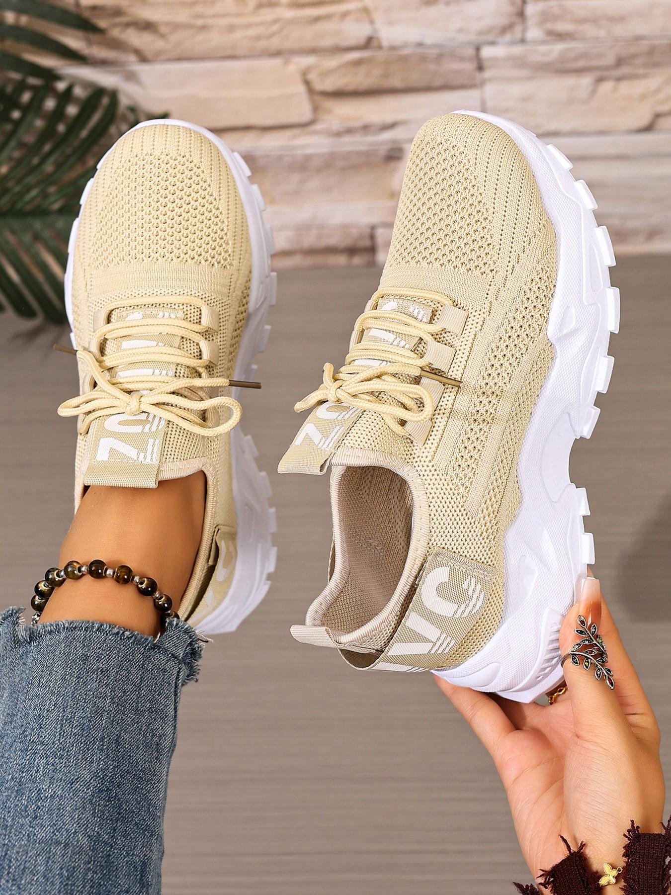 Women's Fashion Lace-Up Low-Top Sneakers, Lightweight Comfortable Casual Shoes, Breathable Running Shoes, Fashionable Running Shoes for Vacation Travel