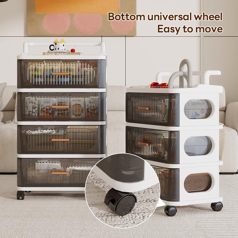 Transparent Drawer Storage Cabinet, 35cm*25cm/45cm*29cm, Multi-Layer Plastic Organizer, Mobile with Wheels, Space-Saving, Durable Design