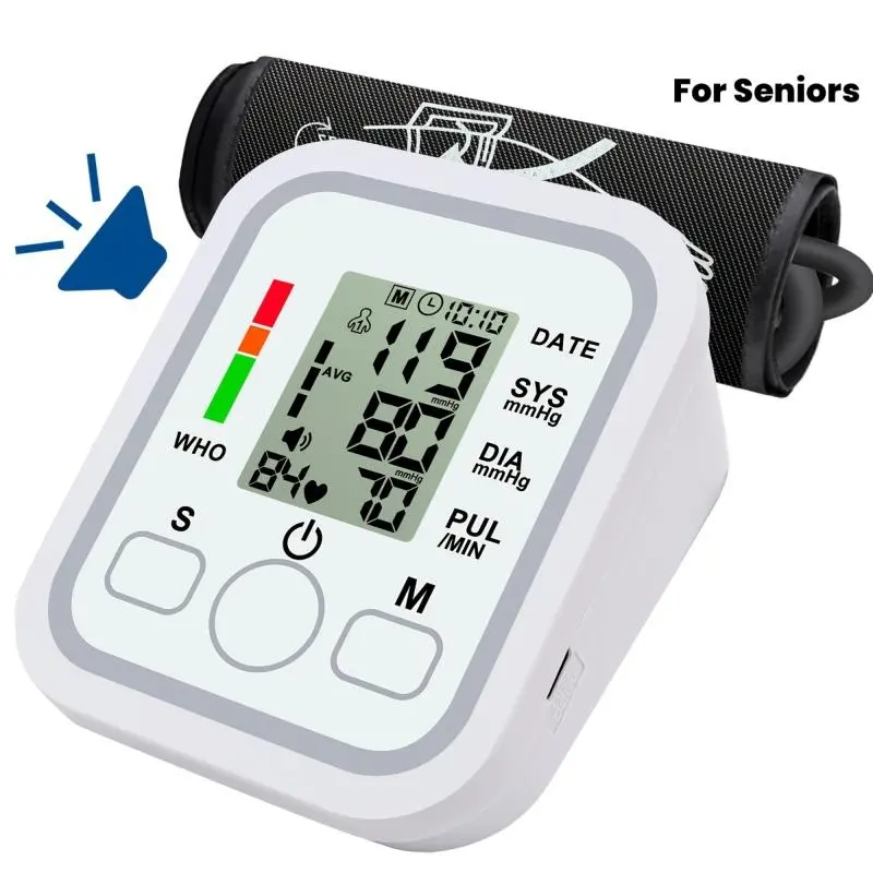 Portable Upper Arm Blood Pressure Monitor, Automatic BP Machine with Adjustable Cuff, One-Touch Operation, Large LCD & Heart Rate Monitor, Voice Broadcast, 2×99 Memory, User Manual Included birthday gift