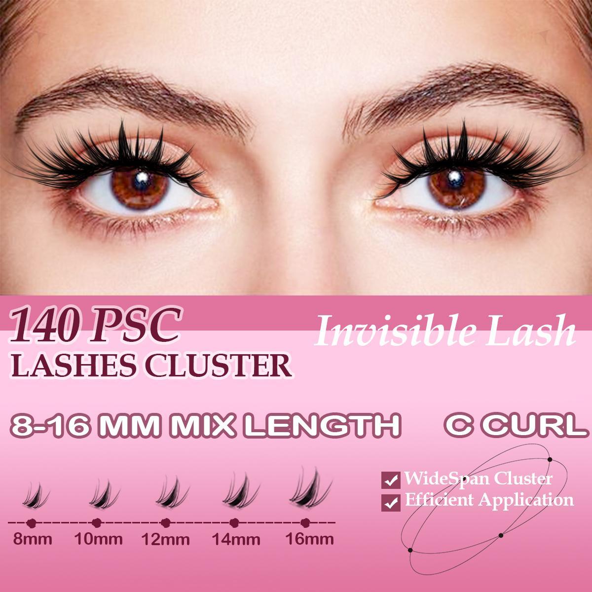 Manga C Curl Wet Look Eyelash Extension Kit, 8–16 mm Mixed-Length DIY Lash Clusters with Bond & Seal, Tweezers and Remover, Eye Makeup Enhancement Tool for Women #TOP PICKS