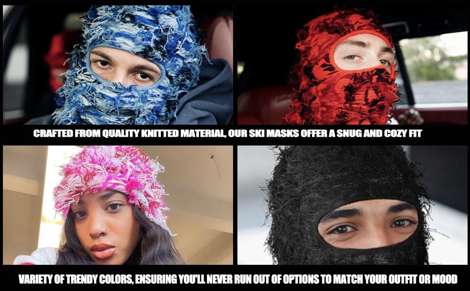 Winter Warm Solid Balaclava Mask - Windproof Full Face Knit Headgear for Skiing Hiking Outdoor Sports & Party Use Cozy Cold Weather Protection Solid Color Stylish Ski Mask with Unique Concave and Convex Design
