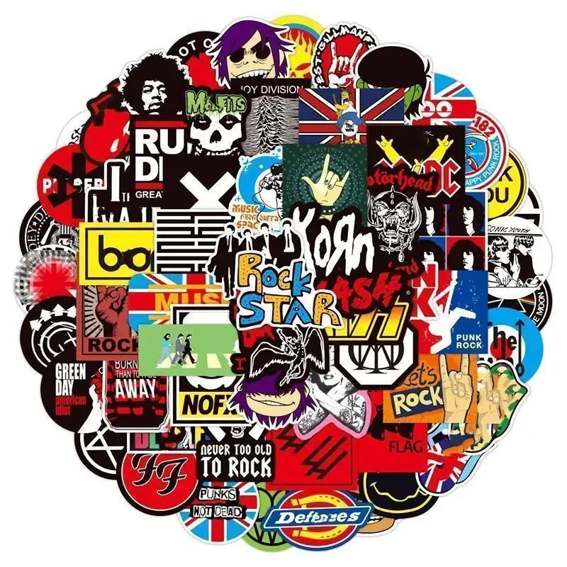 2026 new 100pcs Classic Graffiti Rock Roll Stickers Music Band Decals for DIY Helmet Guitar Phone Laptop Motorcycle Luggage