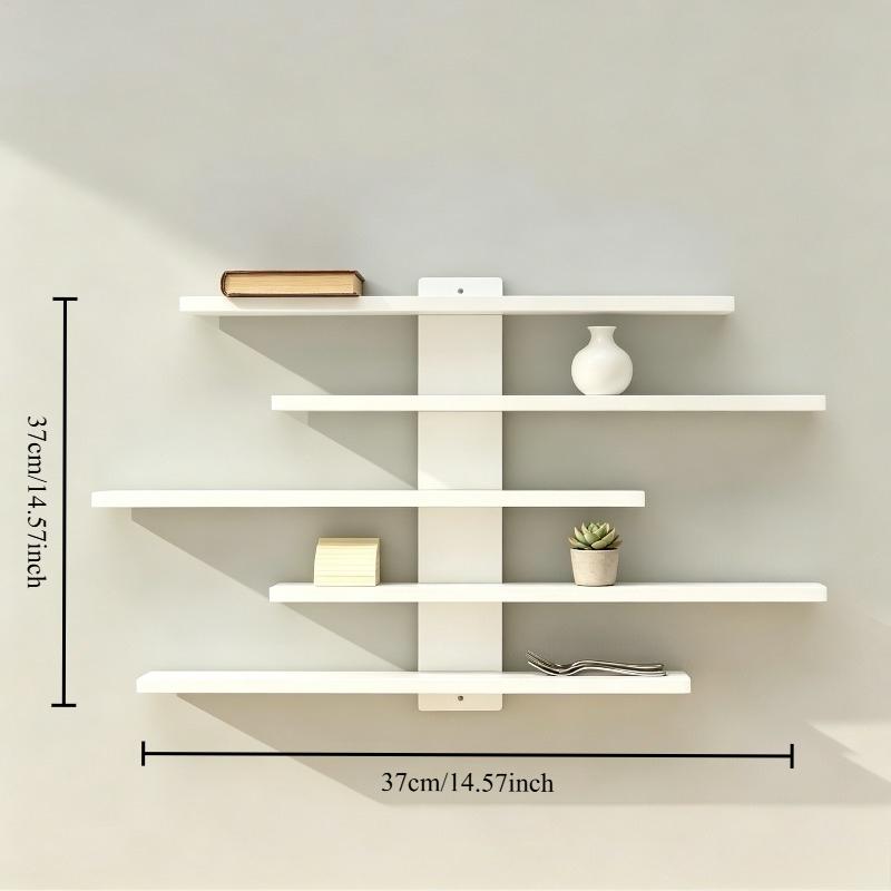 No Drill Wall Mounted Floating Shelves, Solves Wall Space Waste & Display Issues, Ideal for Bedroom, Living Room & Study, Eco-friendly Board with No-drill Installation, Multi-tier Wall Display Organizer