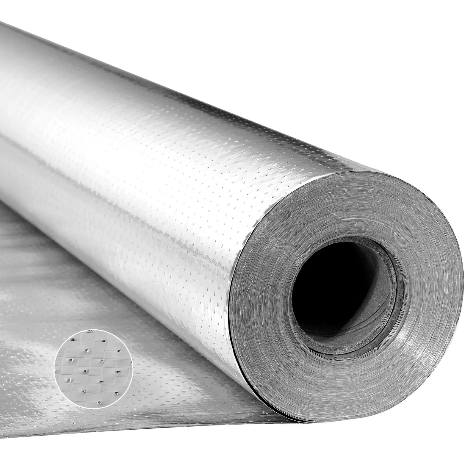 VEVOR Double Reflective Insulation Roll, Perforated Woven Fabric Radiant Barrier, 0.15mm 48 inx 250 ft, Double-Sided Aluminum Foil Heat Reflective Shield, Thermal Insulation Roll for Window RV Roof