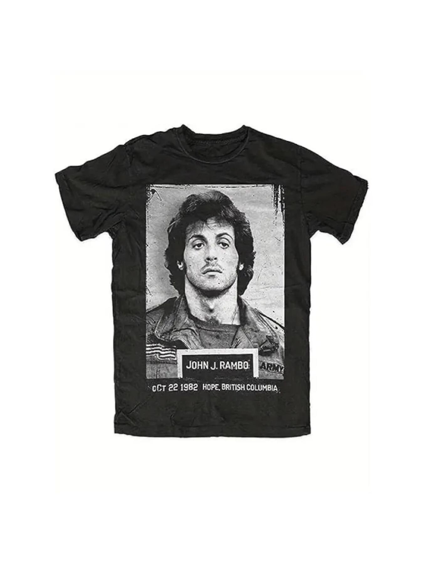Summer Men's T-shirt John Rambo Theme T-shirt Movie Pattern Fashion Retro Y2K Solid Color Men's Summer unisex casual T-shirt