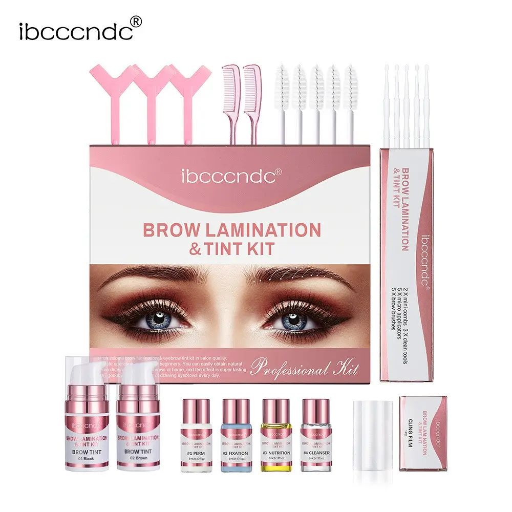 1Set Brow Lamination Kit, 2 In 1 Eyebrow Lamination Kit with Black & Brown Color for Thicker Fuller Brows, Professional DIY Eyebrow Perming Kit Womens cosmetics