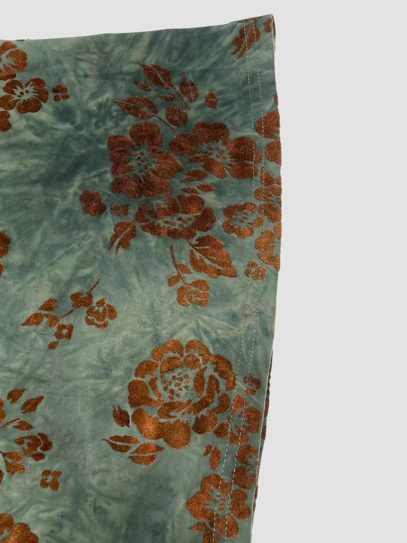 Women's Vintage Floral Print Long Mermaid Skirt, Casual Fashion Velvet Bottoms for All Seasons