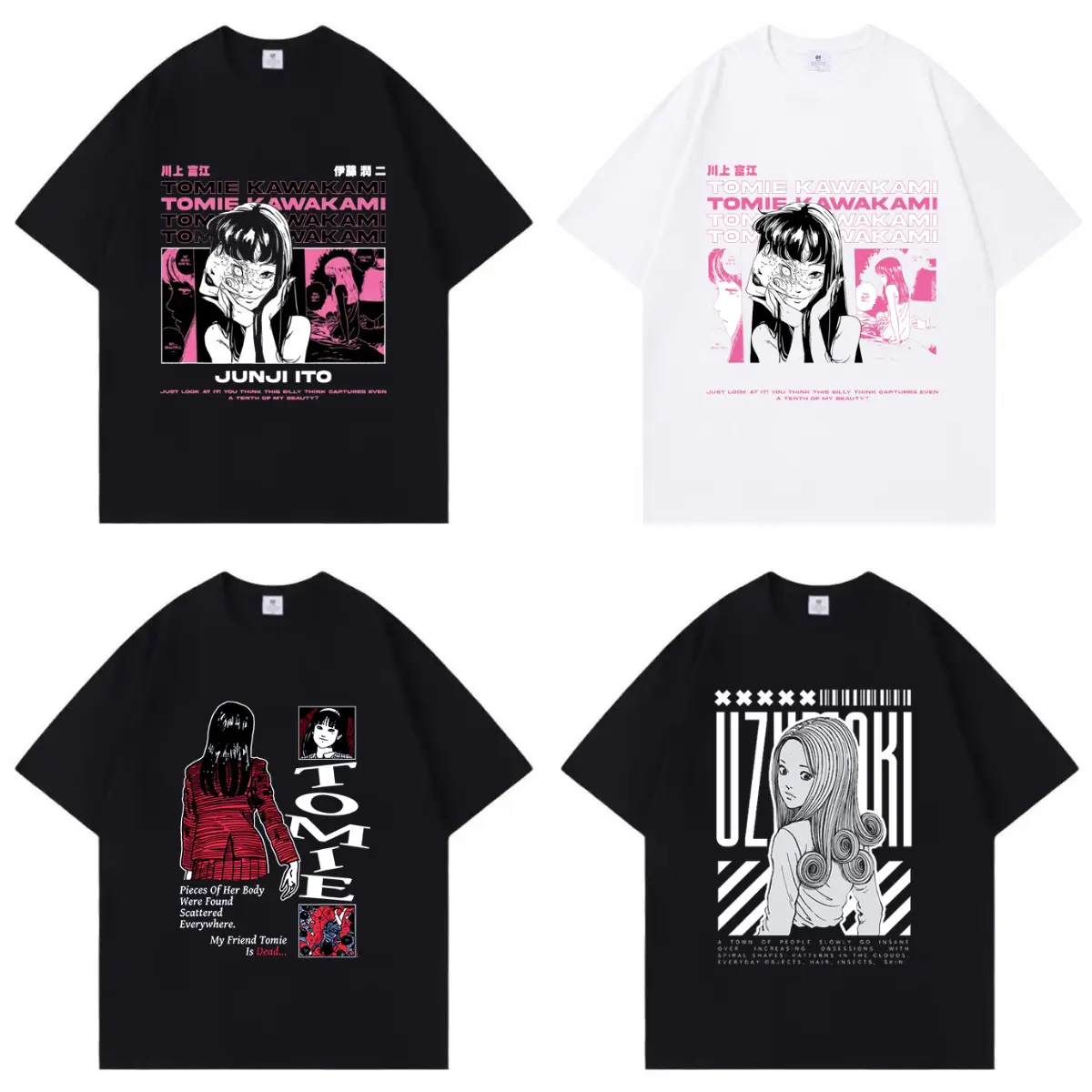 Anime Tomie Cool Horror Pattern Casual Gothic Pure Cotton Tshirt,Unisex Vintage Tops,Oversized Streetwear Summer Hunter Tee,Vacation Outfit,Best Holiday Gift for Anime Fans INS Style