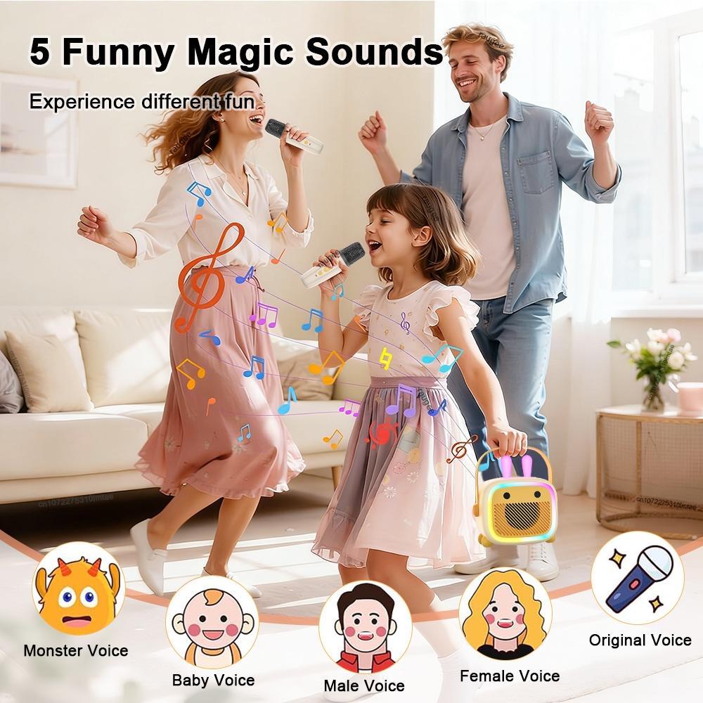 Wireless Karaoke Speaker with 2 Microphones, Portable Bluetooth-compatible Speaker with LED Light, Wireless Speaker for Home Party & Family Fun Wireless Karaoke Speaker with 2 Microphones, Portable Bluetooth-compatible Speaker with LED Light, Wireless Speaker for Home Party & Family Fun