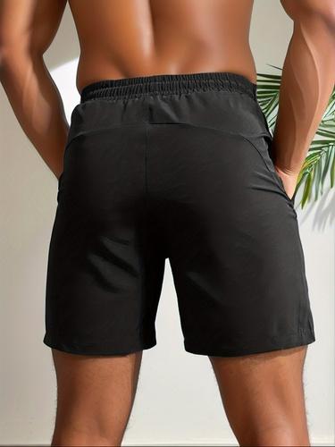 5 men's casual sports shorts -wrinkle-resistantpolyester blend fabric,loose fit with drawstringwaistband,solid color, suitable for the gym, outdooractivities, and everyday wear,simple designlsmoothtexture
