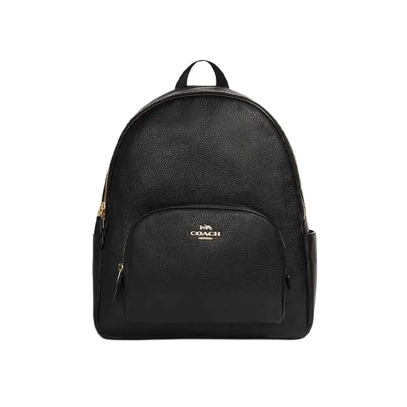 COACH Court 33 Leather and PVC Backpack with Zip Closure and Logo – Men’s Large Black