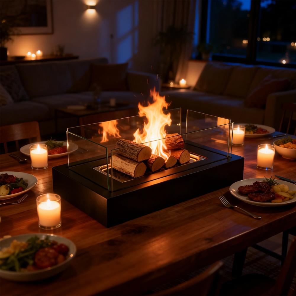 Tabletop Fire Pit with Smores Maker Kit Portable Indoor/Outdoor Mini Small Fireplace Table Top Decor Home Patio Balcony Backyard Gifts for Women Mom Her Wedding Mothers Day Housewarming Birthday Gift firepits