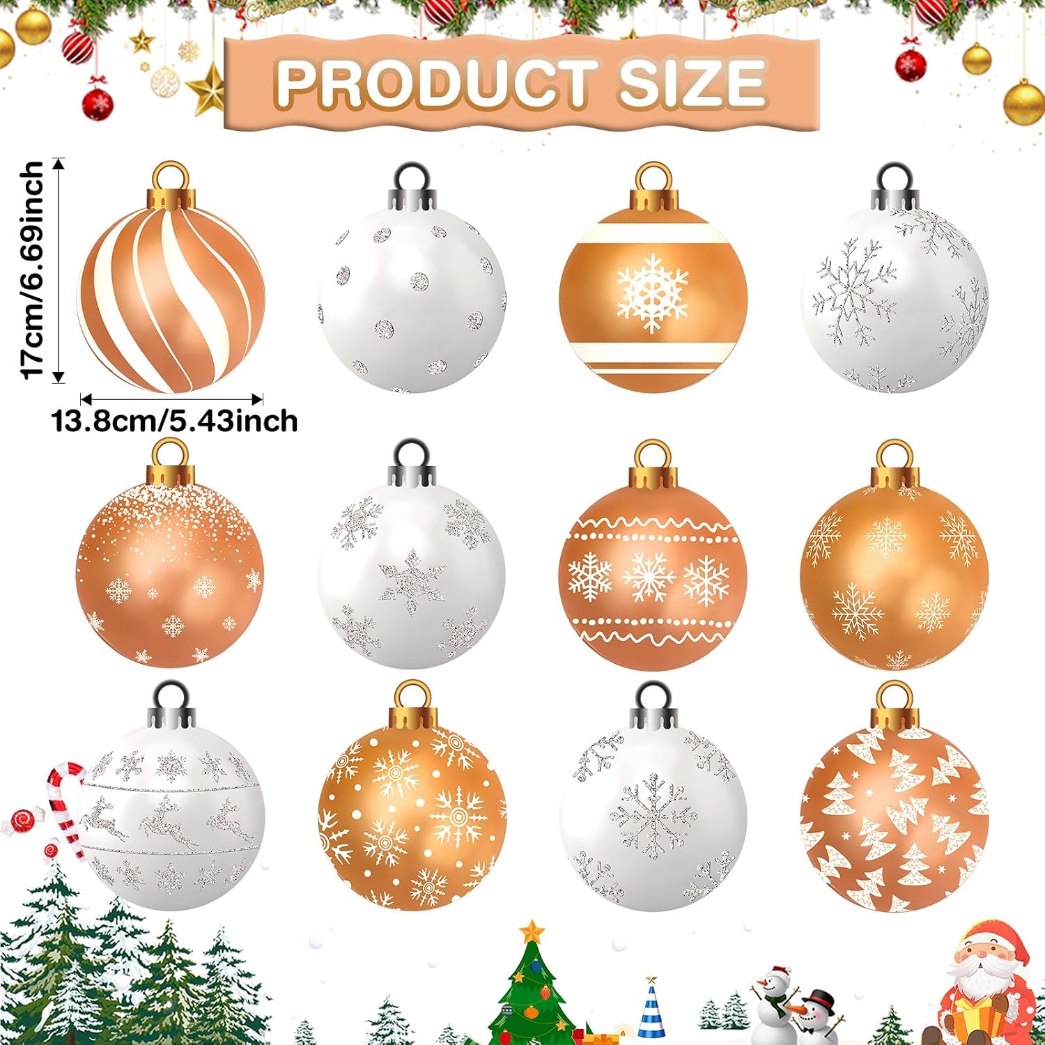 54-Count Christmas Foil Swirls Decor Set - Colorful Plastic Smooth Snowflake Ball Ornaments, Cardboard Ceiling Decor for Holiday Winter Party Supplies (White), Party Decor