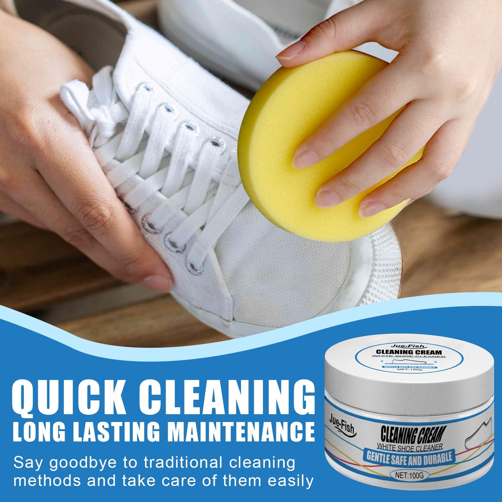 2-Piece Set (100g+ Yellow Sponge) *2 Buy One Get One Free White Shoe Cleaning Tips - Shoe Cleaner - A One-Wipe Whitening Magic Tool - No-Rinse Sports Canvas Shoe Cleaning and Stain Removal Cream