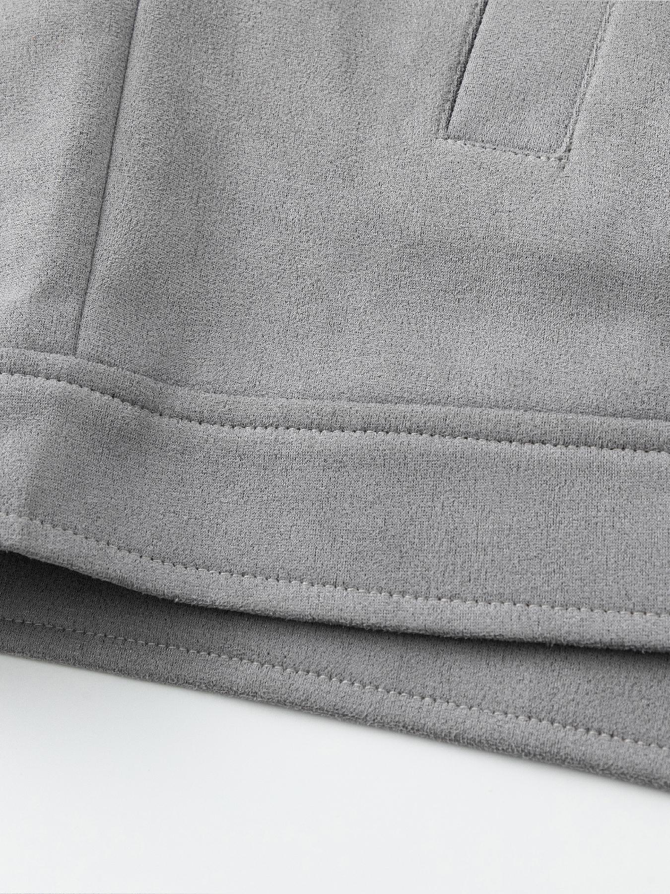 Men's Casual Jacket, Zipper Closure, Collar Design, Lightweight Business Style Faux Suede Coat, Durable Easy Care Fabric