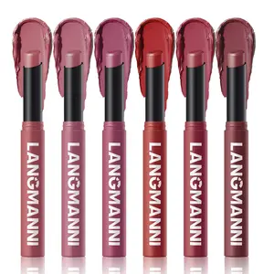 1pc/6pcs Slim Tube Velvet Matte Lipstick & Lip Gloss Set, High Pigment Nude & Dark Shades, Hydrating Non-Drying, Waterproof Long Lasting Anti Transfer Lip Makeup Gift Set for Women