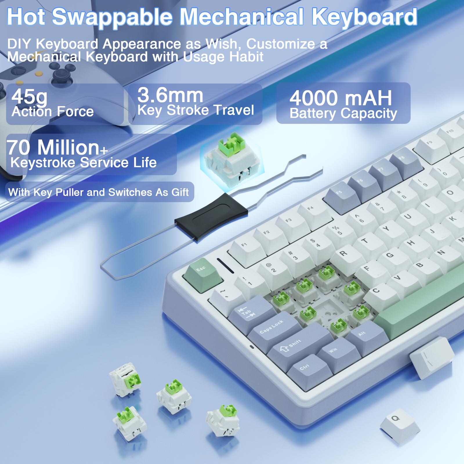 Official AULA F75 75% Wireless Mechanical Gaming Keyboard with Hot Swappable Tri-Mode USB Charging Keyboard RGB Rainbow Backlight Knob Control Gaming Cream Keyboard Budget Keyboard Bluetooth Office PC Accessories  TikTokShopfalldealsforyou