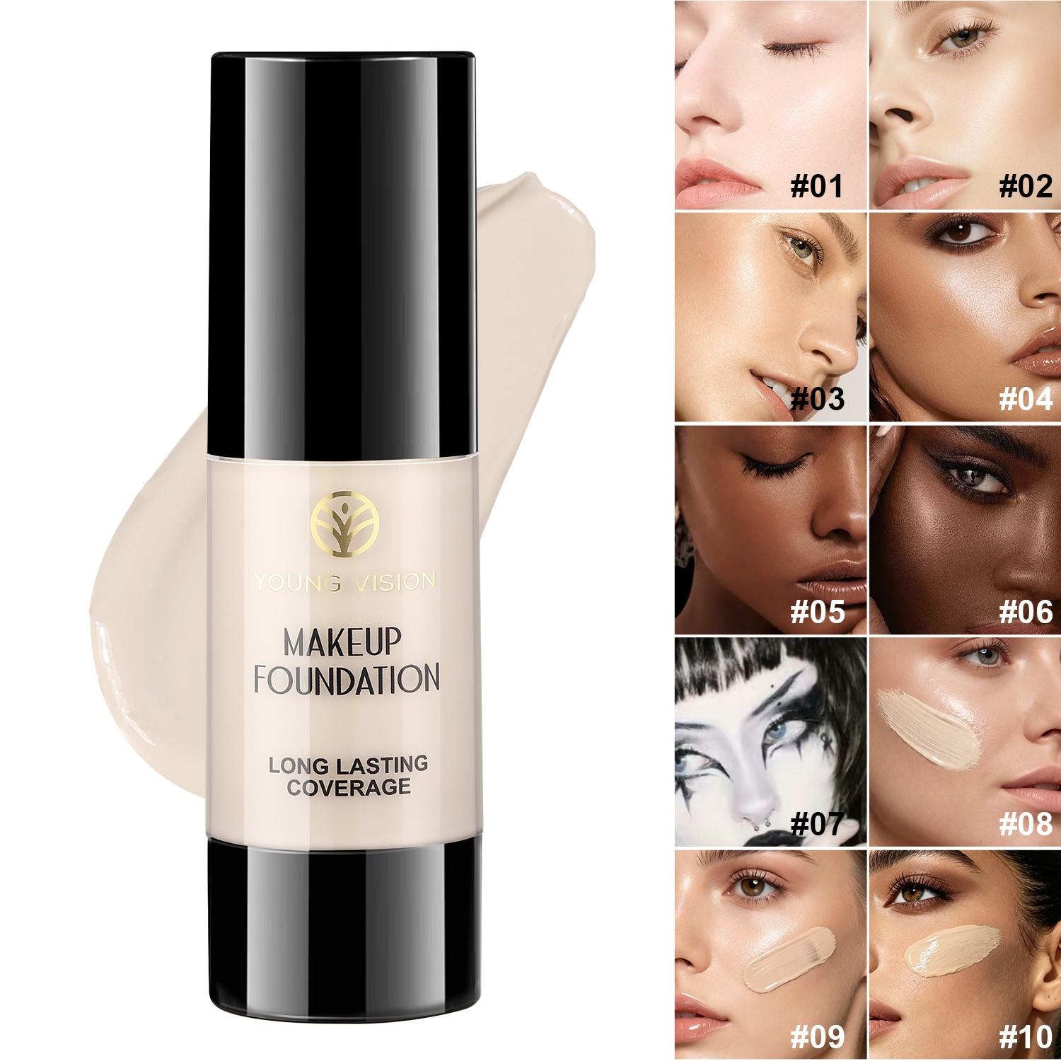 YOUNG VISION High Coverage Moisturizing Hydrating Liquid Foundation Makeup, Lightweight and Non-Heavy, Flawless Finish, Suitable for All Occasions