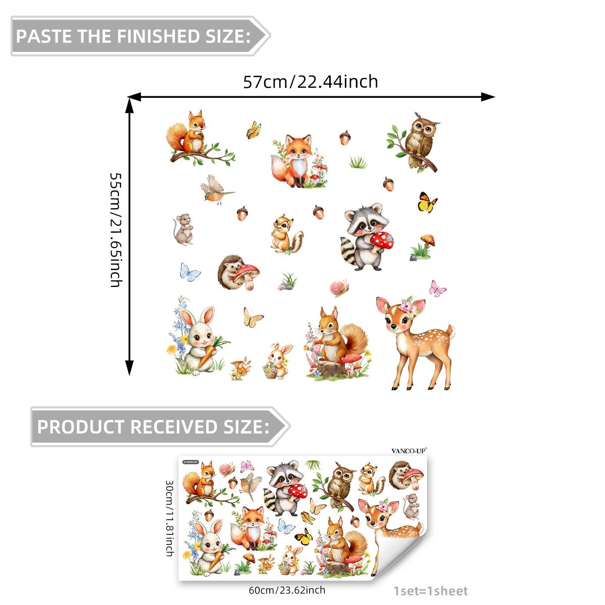 A (30*60cm) window sticker featuring a squirrel, fox, hedgehog and fawn, which is double-sided visible, static cling, a glass sticker for beautifying festival homes, living room windows, and decorating windows and shop windows, Decorative Stickers, D16550