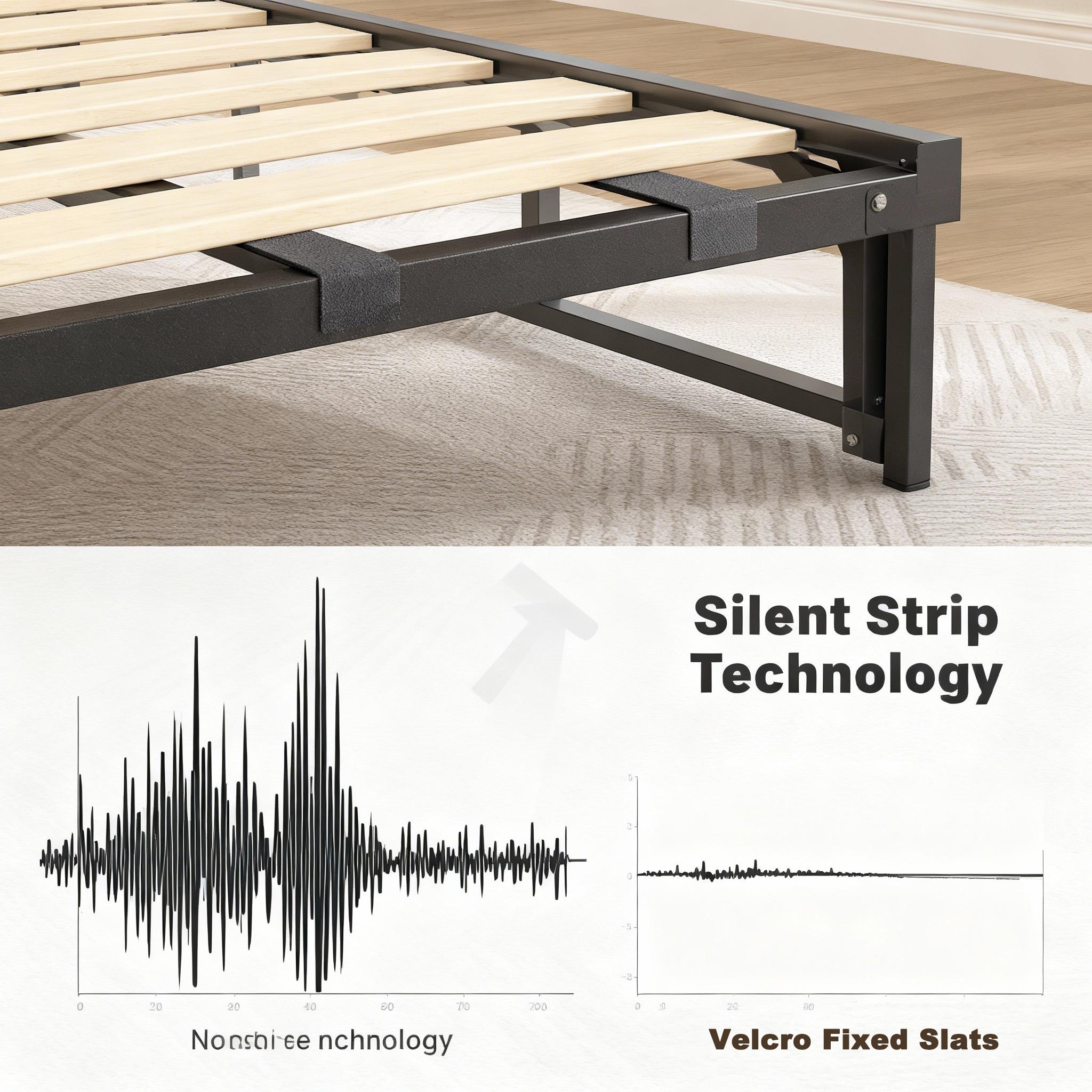【JumpStar Sale】Raybee Quiet Luxury Upholstered Bed Frames for Queen with Headboard & Charging Station, No Mattress,Bed Frame with Storage Shelf, Flatform Bed Frame Holds 880LBS, No Noise, No Box Spring Needed, Twin, Full,King, Beige, Gray