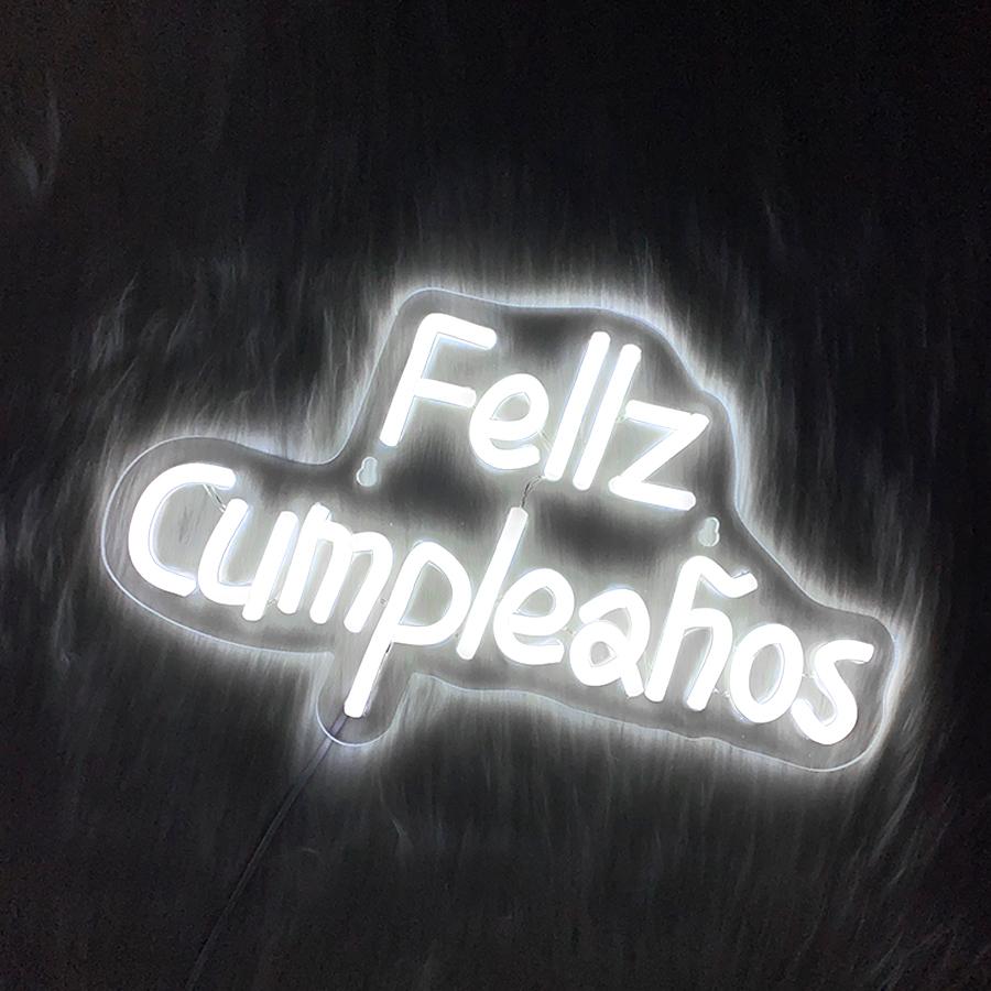 Feliz Cumpleaños  Neon Sign Light Spinish Happy Birthday Wall Sign Decor Fiesta Mexican Themed Birthday Party Backdrop Banner Gifts  USB Powered